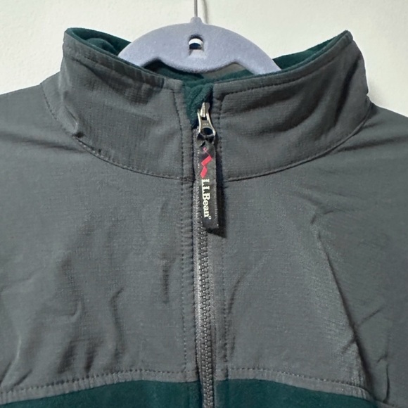 Vintage LL Bean Dark Green Gray Full Zip Fleece Jacket Zippers Men's Size Large - Picture 4 of 15